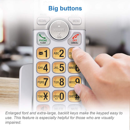 AT&T EL51203 2 Handset DECT 6.0 Cordless Home Phone Full-Duplex Handset Speakerphone, Backlit Display, Lighted Keypad, Caller ID/Call Waiting, Phonebook, Eco Mode, Voicemail Key, Quiet Mode,Intercom