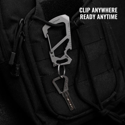 TACRAY Titanium Carabiner Keychain Clip, Anti-Lost Key Holder, Quick Released Backpack Clasps/Hook with Multitools of Bottle Opener and Mini Ruler for EDC