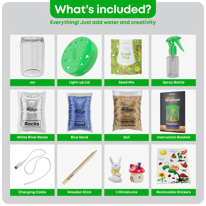 Dan&Darci Light-Up Terrarium Kit for Kids - STEM Science Kit - Educational DIY Toy for Boys & Girls - Birthday Gift - Craft Project Idea for Ages 6 7 8 9 10 11 12 Year Old