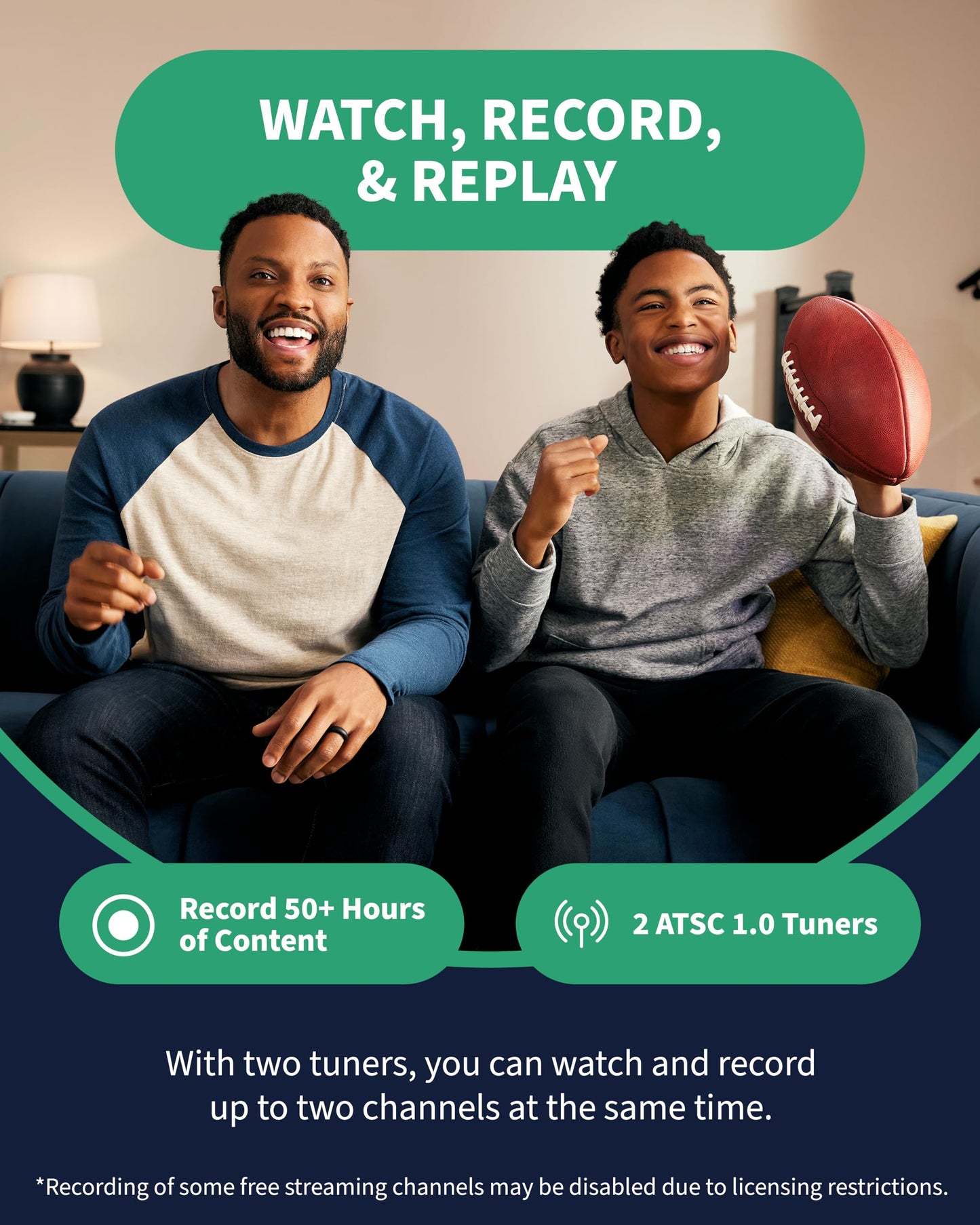 Tablo TV 4th Gen 2-Tuner Over-The-Air (OTA) DVR - Watch, Pause & Record Live TV, News, Sports & Movies Throughout Your Home Over Wi-Fi - Pairs w/Any TV Antenna - 50+ Hrs Recording - No Subscriptions