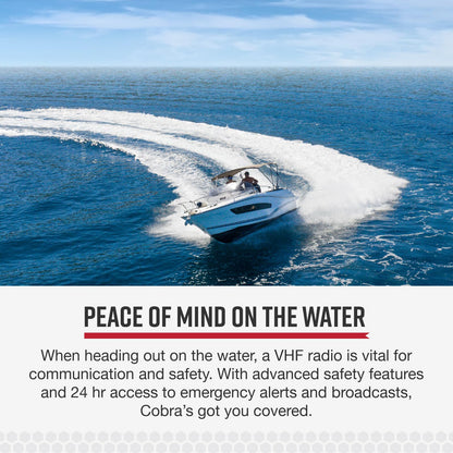 Cobra MR HH350 FLT Handheld Floating VHF Marine Radio - 6 Watt, Submersible, Noise Cancelling Mic, Backlit LCD Display, NOAA Weather, and Memory Scan, Grey