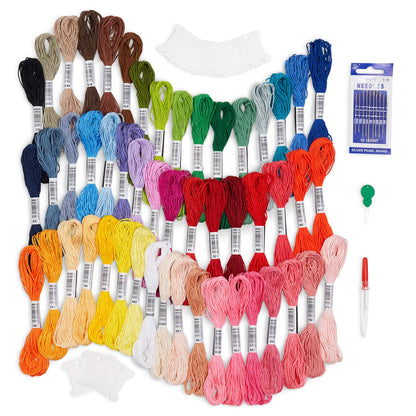 Avenfair Embroidery Threads 50 Skeins per Pack, Multi Color Embroidery Floss, Cross Stitch Threads, Friendship Bracelet Thread, with Free Needles, Floss Bobbins (50 Colors)