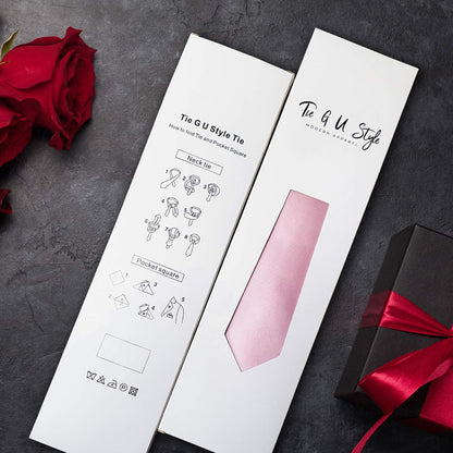 TIE G Solid Satin Woven dyed Color Formal Black Necktie and Pocket Square Sets in Gift Box (Aqua)