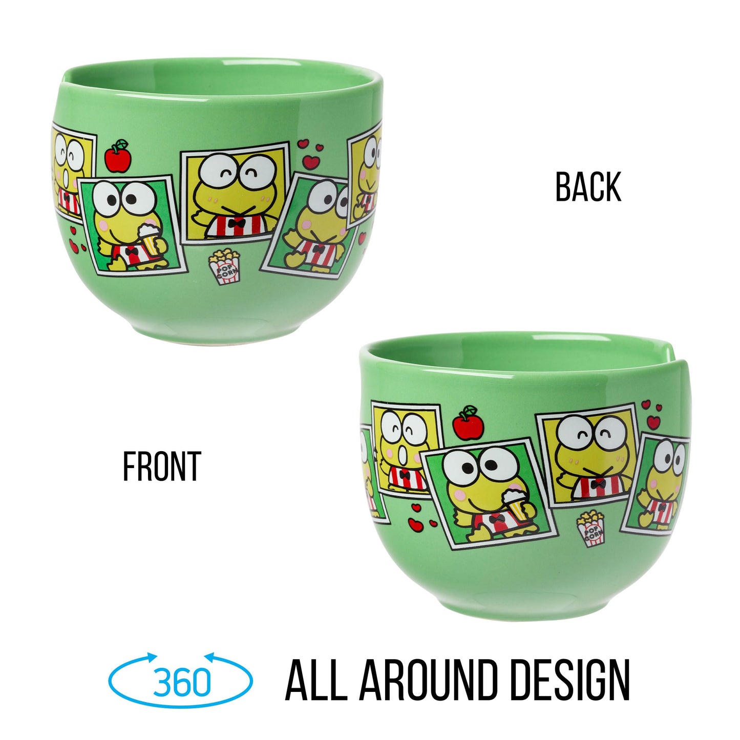 Silver Buffalo Sanrio Hello Kitty and Friends Keroppi Polaroids Ceramic Ramen Noodle Rice Bowl with Chopsticks, Microwave Safe, 20 Ounces