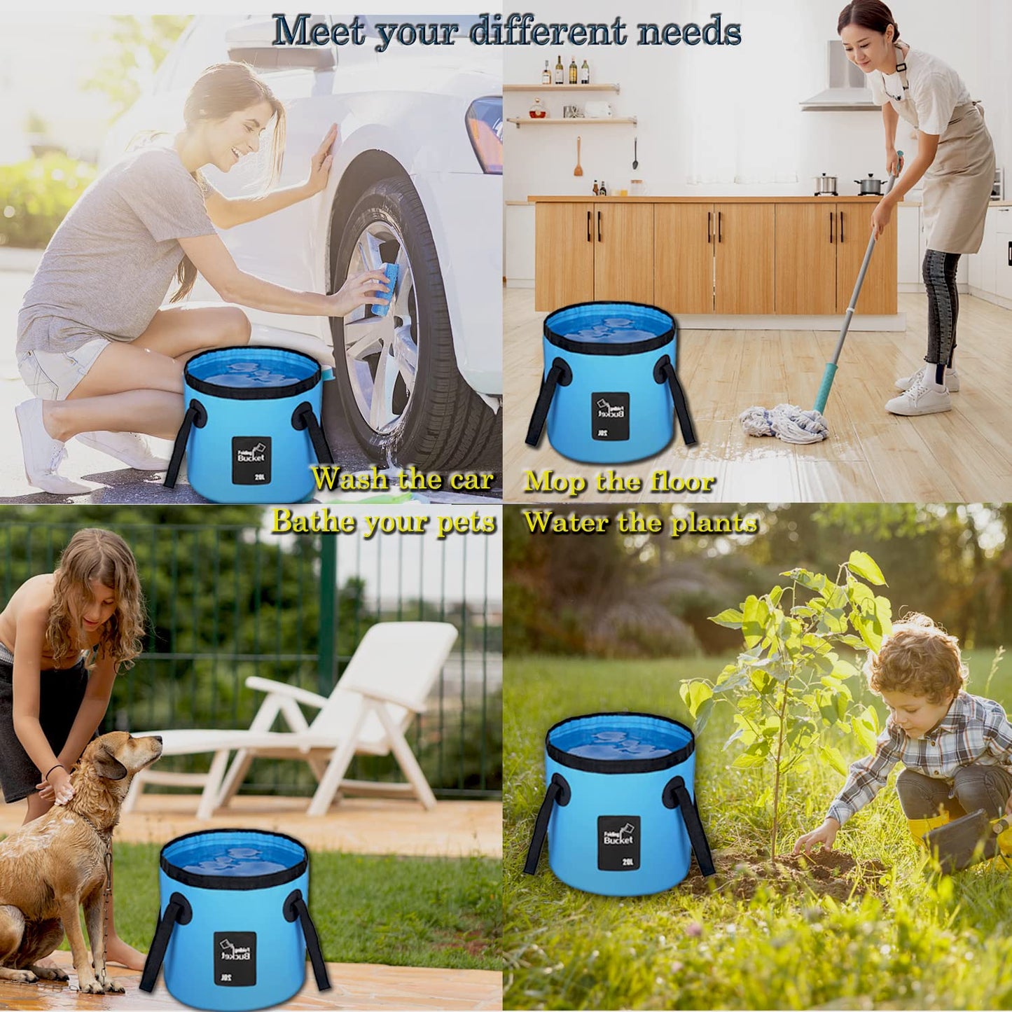 Collapsible Bucket, Esthesia 5 Gallon Portable Folding Water Portable Collapsible Wash Basin Folding Bucket Water Container Fishing Bucket for Travelling Camping Hiking Fishing Gardening