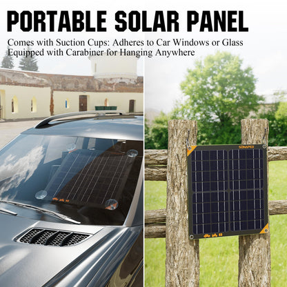 SUNAPEX 20W 12V Solar Panel Battery Charger Maintainer, Portable Waterproof Solar Trickle Charger with Built-in Charge Controller, Cig Plug, Alligator Clips, O-Rings for Car, Truck,Tractor, Boat, etc