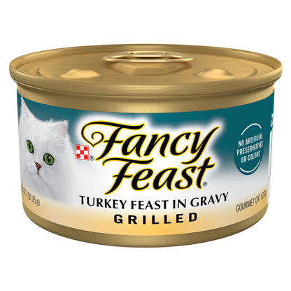 Purina Fancy Feast Grilled Wet Cat Food Turkey Feast in Wet Cat Food Gravy - (Pack of 24) 3 oz. Cans