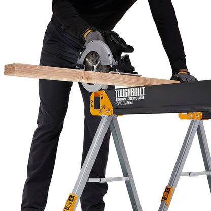 ToughBuilt - Sawhorse with 2x4 Support Arms 1100 LB Capacity - Heavy Duty Construction with Fast Open Legs and Easy Grip Handle - (TB-C500)