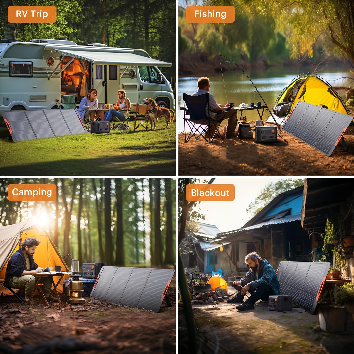 ZOUPW 200 Watt Portable Solar Panel for Power Station,RV Essentials,200W 20V Foldable Solar Charger with Solar Cable,23.5% High Efficiency IP67 Waterproof 4 Kickstands for Camping RV Road Trip