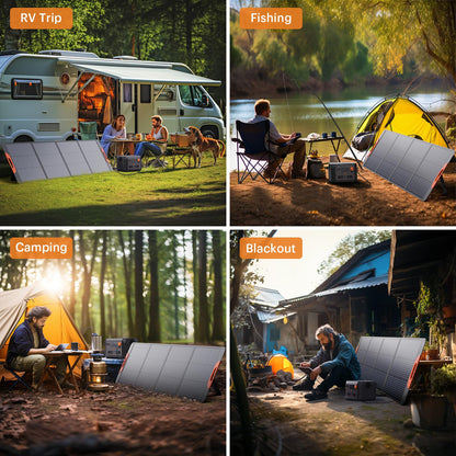 ZOUPW 200 Watt Portable Solar Panel for Power Station,RV Essentials,200W 20V Foldable Solar Charger with Solar Cable,23.5% High Efficiency IP67 Waterproof 4 Kickstands for Camping RV Road Trip