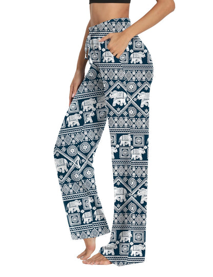 Sarin Mathews Womens Yoga Sweatpants Wide Leg Lounge Pajamas Pants Comfy Drawstring Workout Joggers Pants with Pockets Elephant-Navy XL