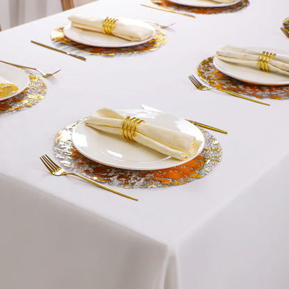 Snowkingdom Black Gold Placemats Round Disposable Sparkly Paper Metallic Glitter Foil Gold Doilies Luxury Dining Table Decoration Centerpieces for Party Birthday Wedding Christmas Shower Set of 24