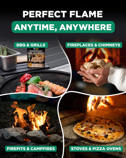 WH Natural Fire Starters for Campfires & Grill - 54+ Pack - Long-Burning Charcoal Starters - Odorless Firestarters for Outdoor Fire Pit, Fireplace - Quick Ignite