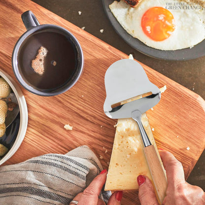 Stainless Steel Cheese Slicer Handheld - Flexible Blade Cheese Planer with Wooden Handle for Smooth, Precise Slicing —Durable, Easy-to-Clean Cutter for Block and Hard Dairy | Easy Slicing and Cutting