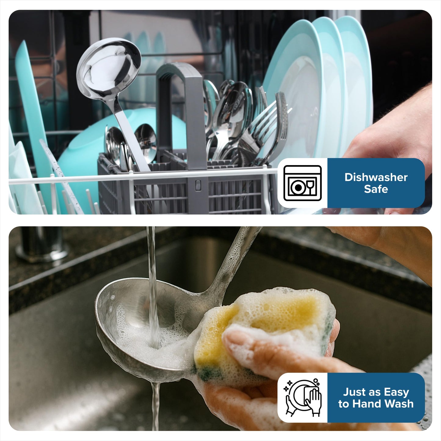 Viking Kitchen Utensils Set, 8 Piece Stainless Steel Cooking Utensil Set, Includes Spatulas, Spoons, Pasta Fork, Deep Ladle, Meat Fork, and Skimmer, Silver