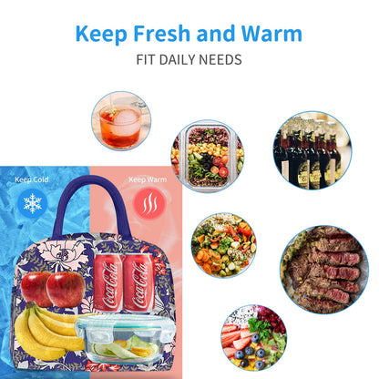 DALINDA Lunch Bag Lunch Box for Women Men Reusable Insulated Lunch Tote Bag,Leakproof Thermal Cooler Sack Food Handbags Case High Capacity for Travel Work Picnic Beach,Orchid