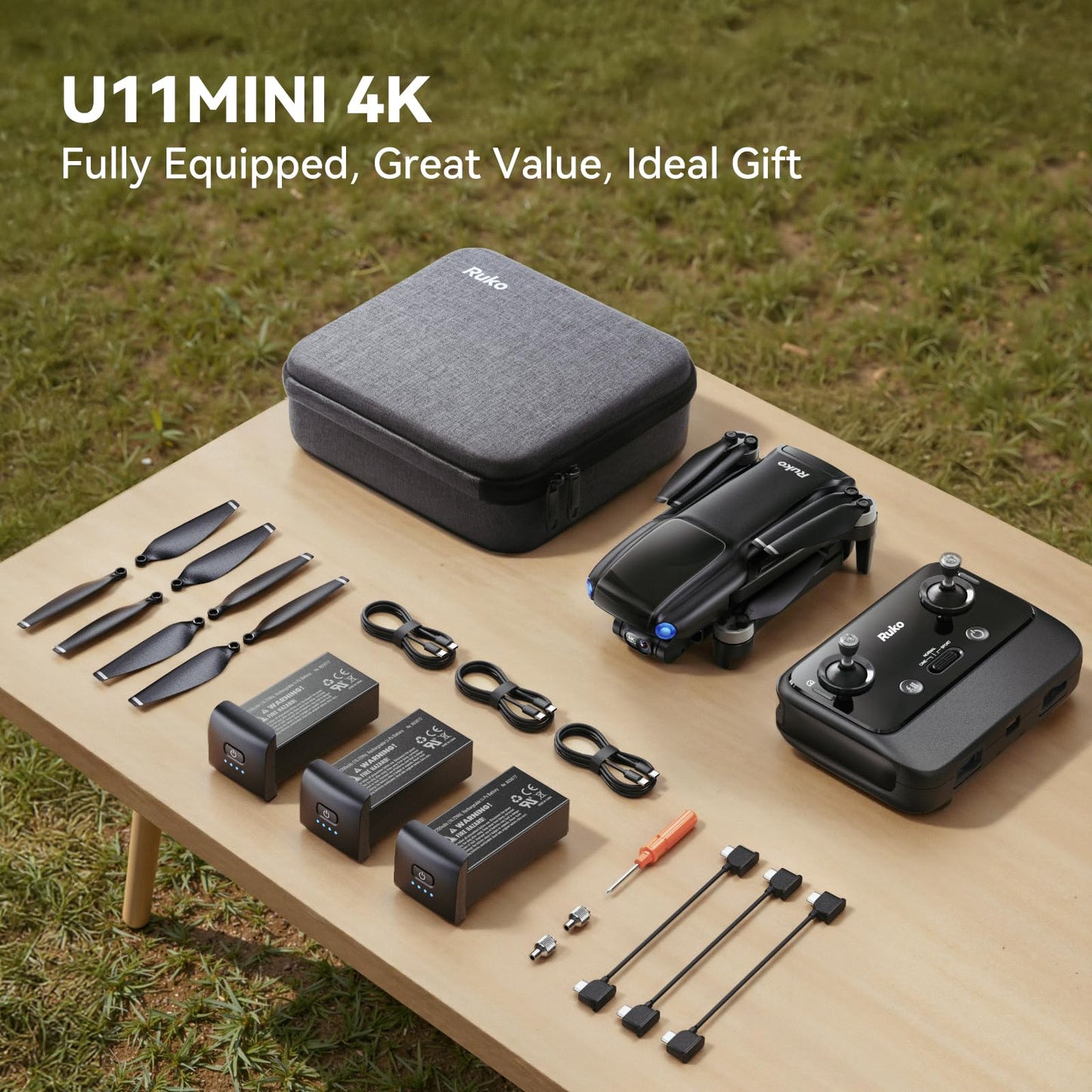Ruko U11MINI 4K, Drones with Camera for Adults 4K Video 8K Photo, Under 249g, 3-Axis Gimbal EIS, 20000ft FPV Transmission, AI Takeoff/Landing, Auto Return, GPS with Beeper, Beginner (96-Min Flight)