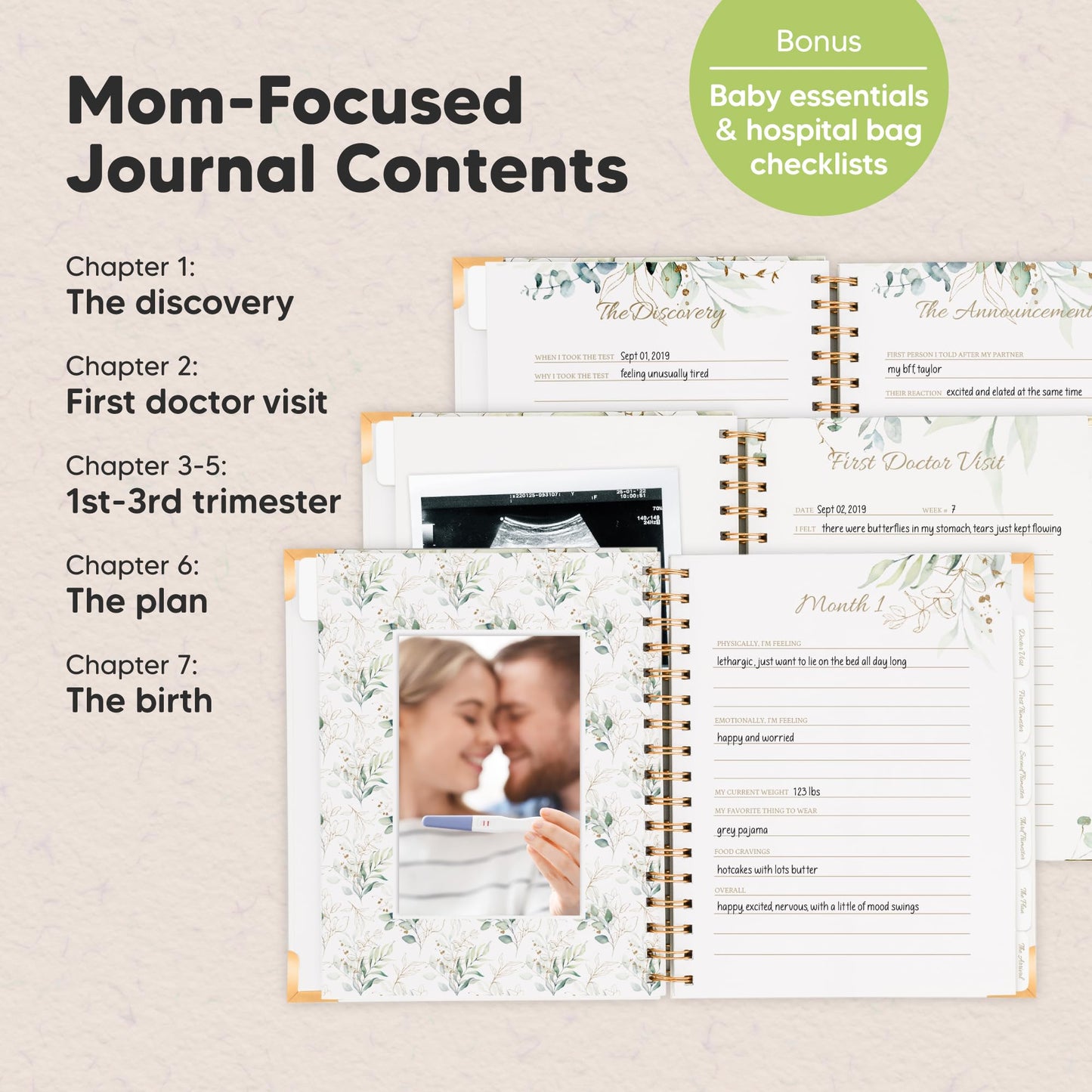 Pregnancy Journal for First Time Moms Gifts - 90 Pages Hardcover Pregnancy Memory Book, Beautiful & Cute Baby Book Keepsake, Ultrasound Baby Scrapbook, Mom To Be Gift (Alpine)