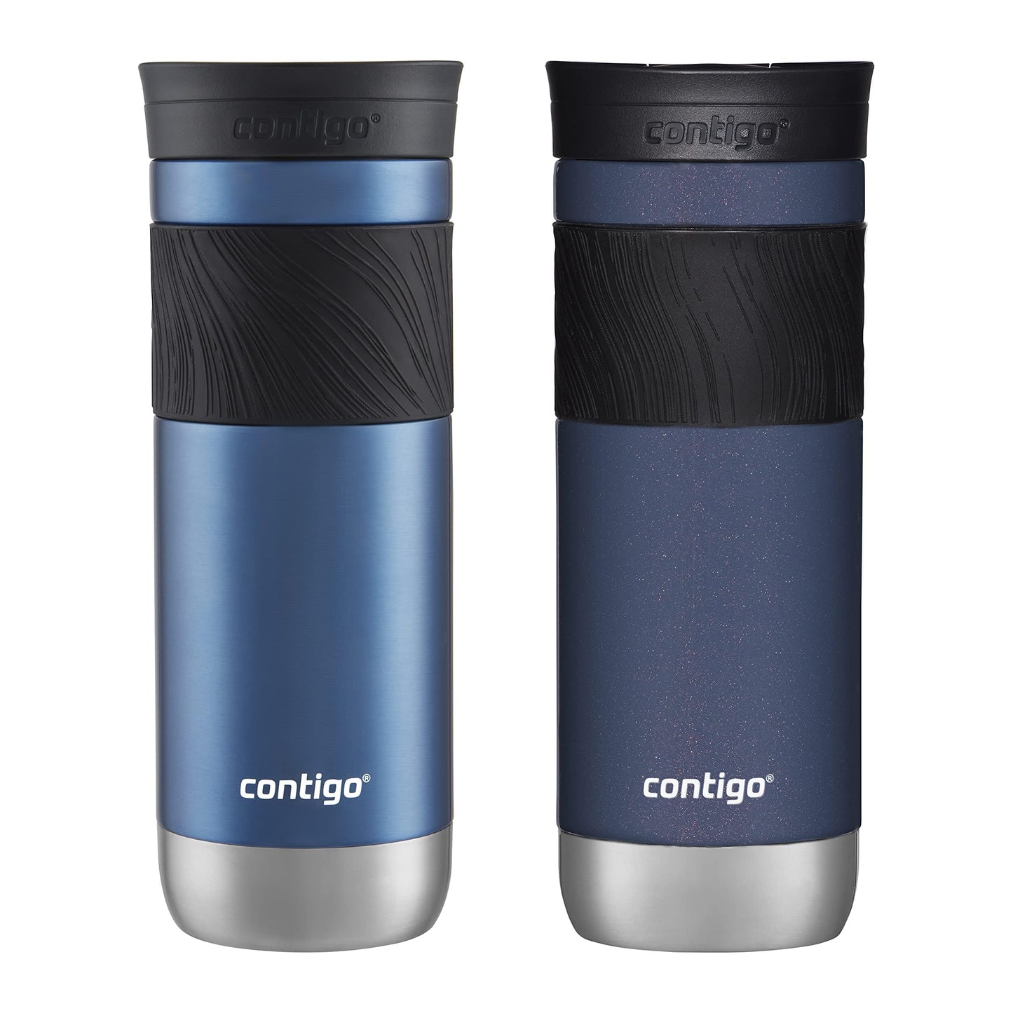 Contigo SNAPSEAL Insulated Stainless Steel Travel Mug with Grip 20oz. Blue Corn Transparent Satin & Midnight Berry
