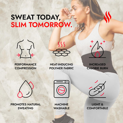 Sweat Shaper Waist Trimmer for Women, Waist Trainer Sauna Belt, Neoprene-Free Waist Cincher, Sauna Slimming Belt (Black, Medium)