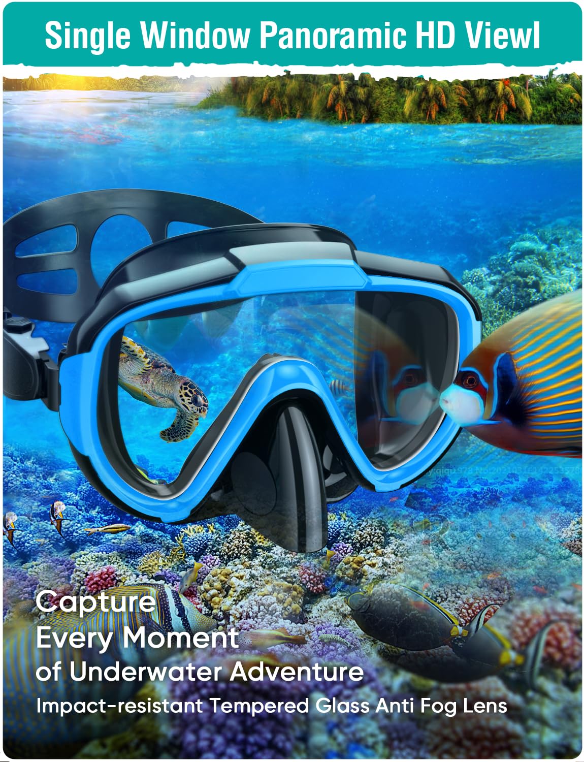 Seovediary Snorkel Set Adults Snorkeling Gear Anti-Fog Panoramic View Swim Mask Dry Top Snorkel Kit with Carry Bag for Snorkeling Scuba Diving Swimming Travel