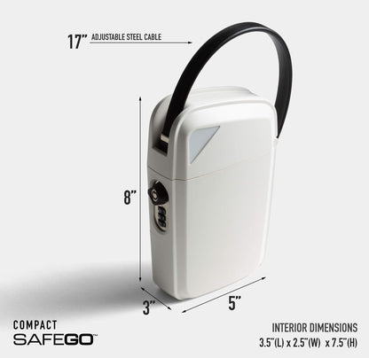 SAFEGO Portable Indoor/Outdoor Lock Box Safe with Key and Combination Access (Compact, White)