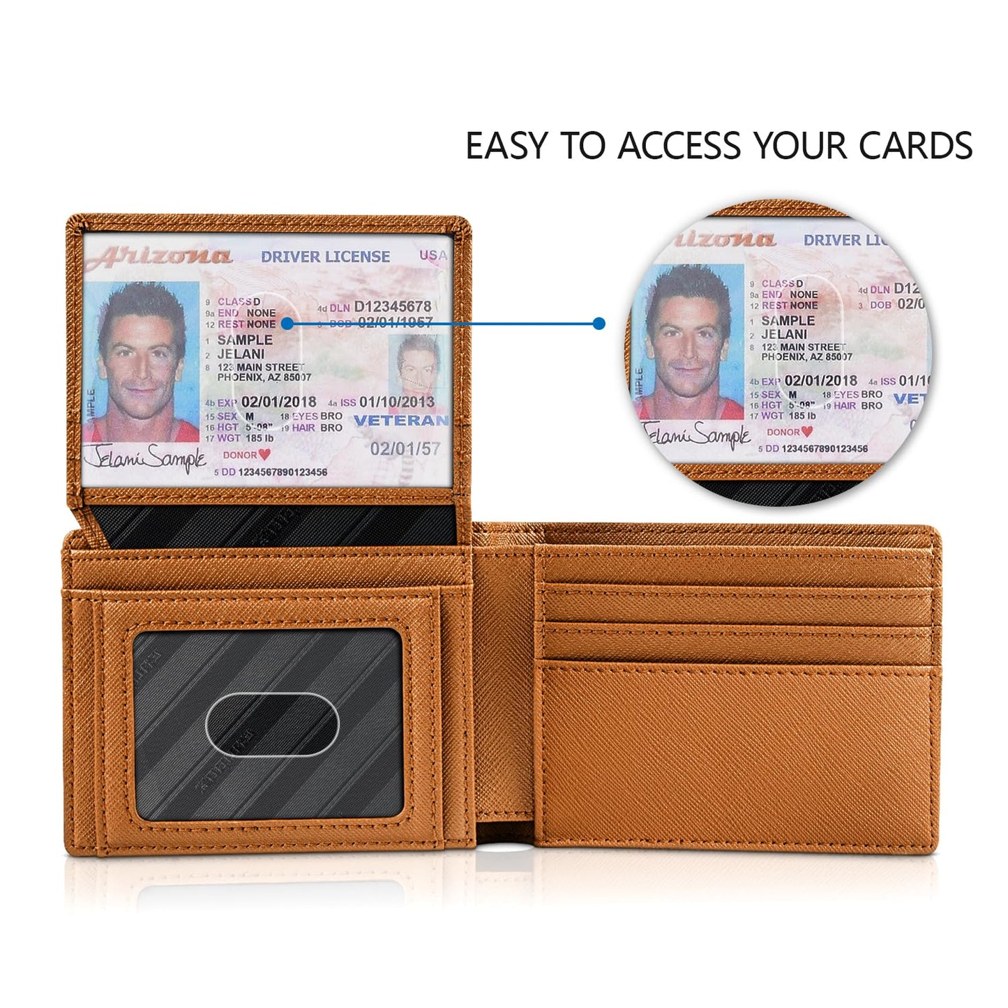 RUNBOX Wallet for Men and Women Slim Rfid Leather 2 ID Window With Gift Box