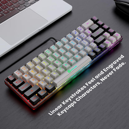 GEODMAER 65% Gaming Keyboard, Wired Backlit Mini Keyboard, Ultra-Compact Anti-Ghosting No-Conflict 68 Keys Membrane Gaming Wired Keyboard for PC Laptop Windows Gamer