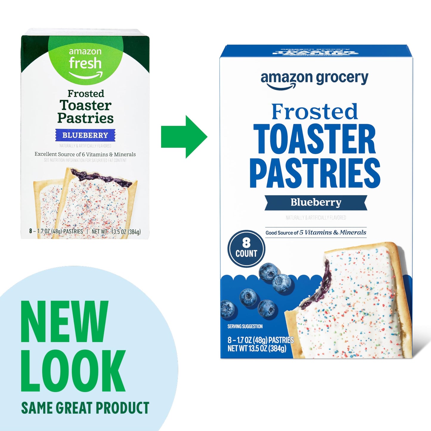 Amazon Grocery, Frosted Toaster Pastries, Blueberry, 13.5 Oz, 8 Ct (Previously Amazon Fresh, Packaging May Vary)