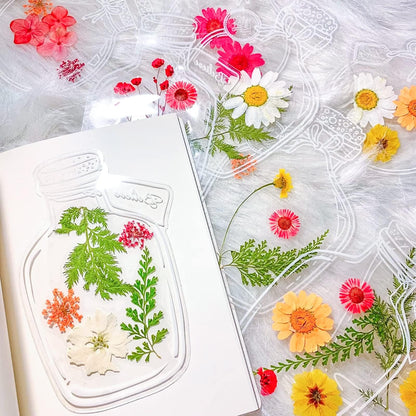 Transparent Dried Flower Bookmarks, Kaluofan 40Pcs Dried Flower Bookmark Kit, Handmade Dried Flower Bookmarks, Handmade DIY Transparent Bookmark Beautiful Flower Page