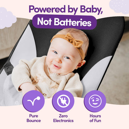 ComfyBumpy Ergonomic Baby Bouncer Seat - Bonus Travel Carry Case - Safe, Portable Bouncing Chair with Adjustable Height Positions - Infant Bouncy Seat Perfect for Newborn Babies (Grey)