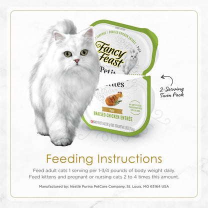 Purina Fancy Feast Gourmet Wet Cat Food Variety Pack, Petites Pate Collection, break-apart tubs, 24 servings - (Pack of 12) 2.8 oz. Tubs