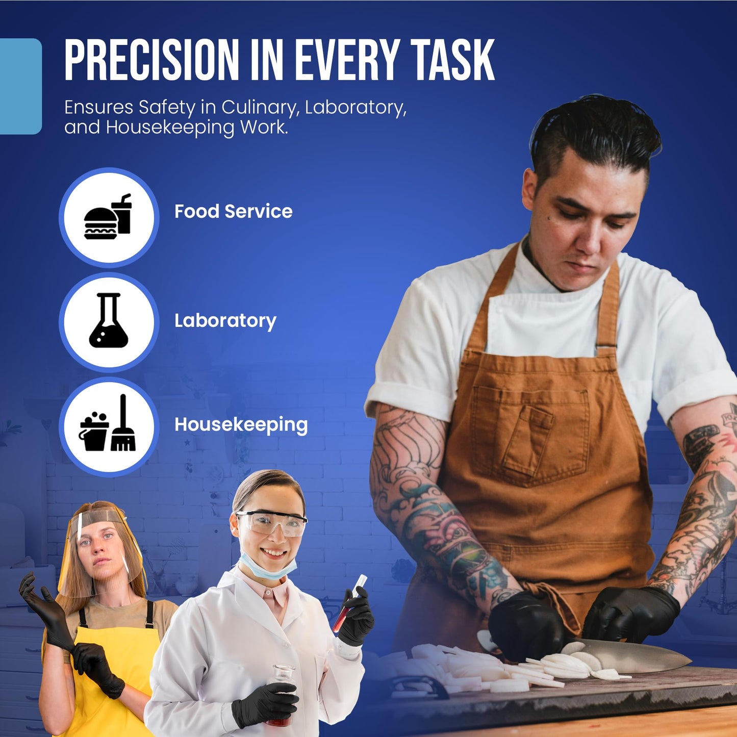 CLEAN SPACE PROJECT Black Nitrile Gloves Disposable, Box of 100-5.5 Mil, Non Latex & Powder Free - For Cooking Prep, Cleaning, Mechanic Work, Tattoo, Barber & More - Food & Industrial Use (Large)