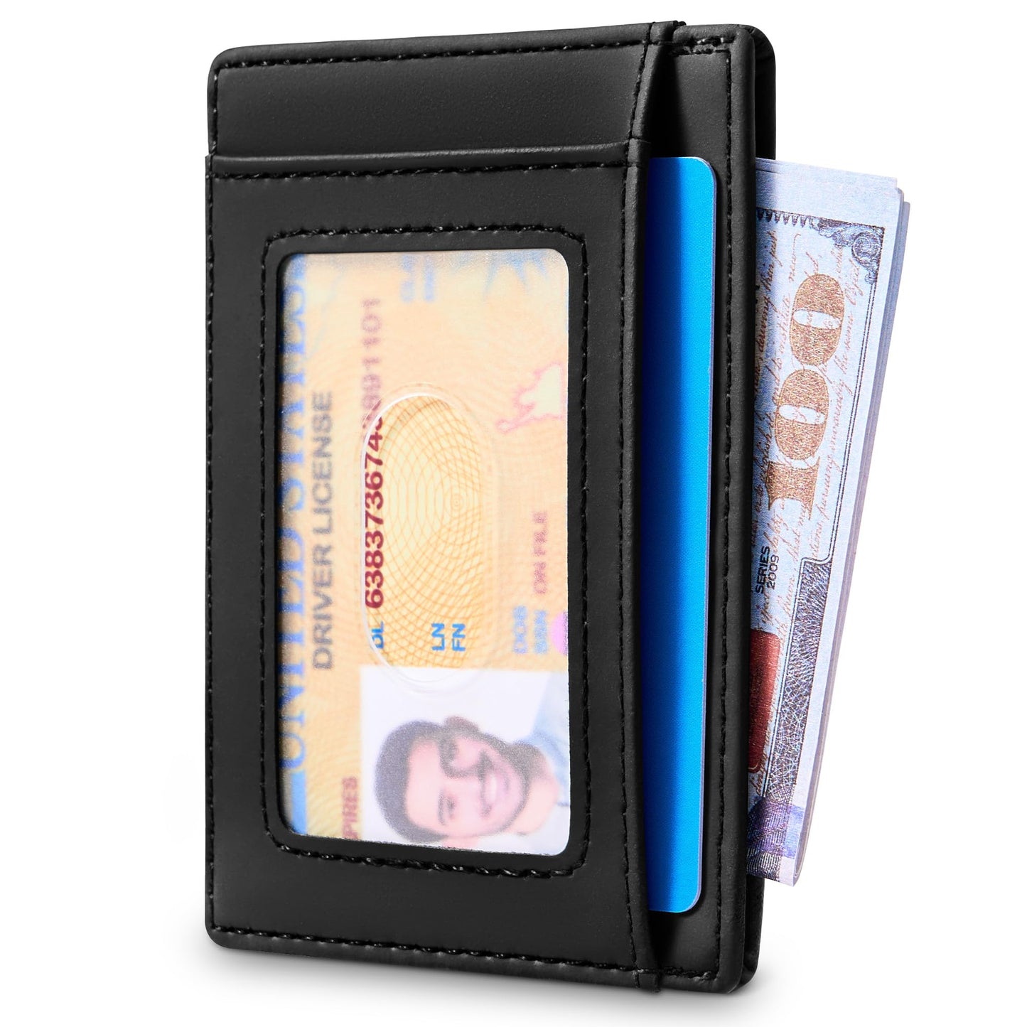 Travelambo Slim Wallet Front Pocket Minimalist Leather RFID Blocking Medium Size