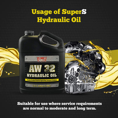 Super S Anti-Wear AW32 Hydraulic Oil for Log & Wood Splitters, Gear & Compressor Oil- Rust & Corrosion Protection- 1 Gallon