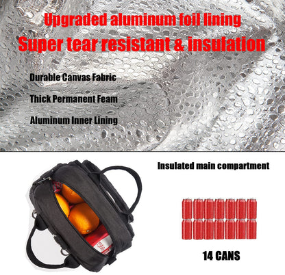 EKERHO Insulated Lunch Bag Backpack for Women/Men, 3 carrying way Lunch Tote, Large Waterproof Cooler Box with Side pockets for Adults, College, Work, Beach, Picnic, Black