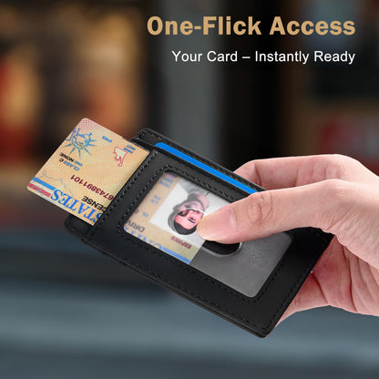 Travelambo Slim Wallet Front Pocket Minimalist Leather RFID Blocking Medium Size