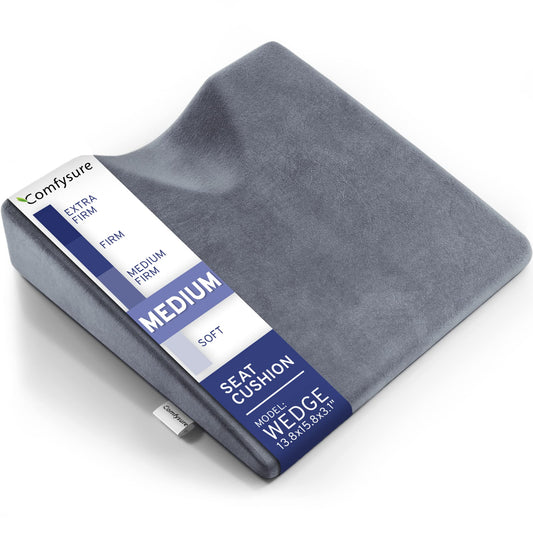 Wedge Car Height Booster Seat Cushion - Office Chair Cushion - Memory Foam Tailbone Pain Relief Cushion for Driving, Office, Gaming Chair - Orthopedic Lower Back, Tailbone, Coccyx, HIPS Support