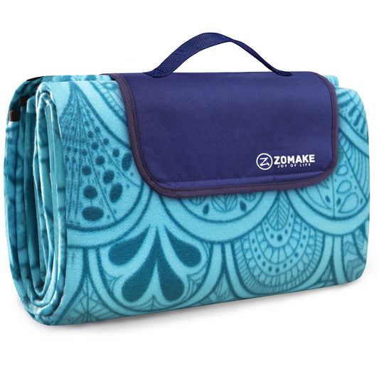ZOMAKE Picnic Blanket Waterproof Sandproof Large Foldable Blankets,79"x79" Concert, Beach, Yard, Outdoor Grass Mat(Peacock Blue)