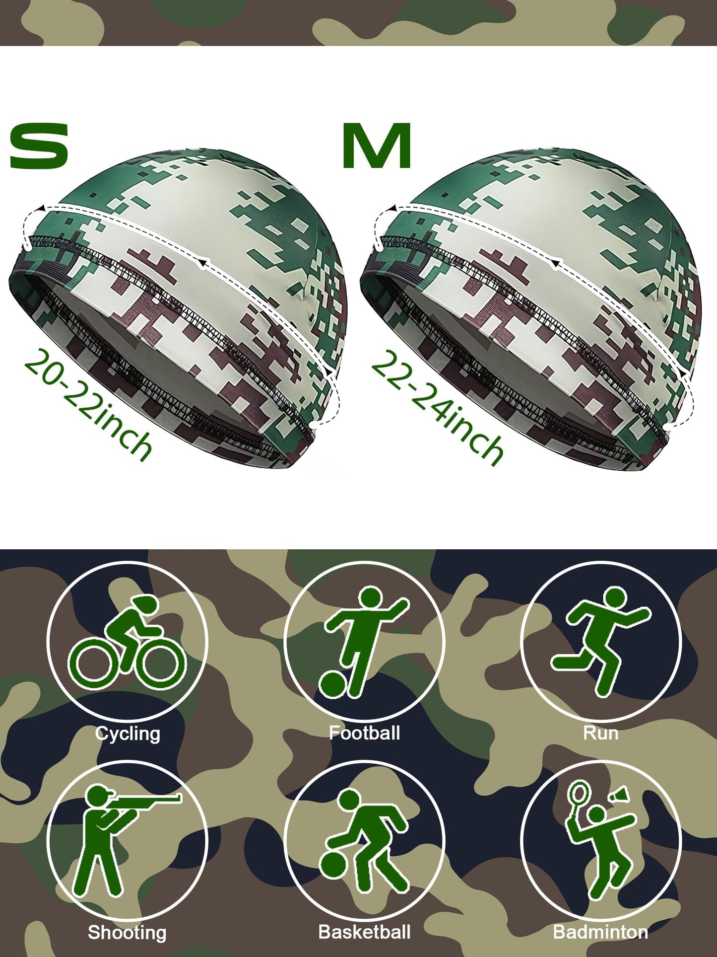 SATINIOR 6 Pcs Cooling Skull Cap Helmet Liner Sweat Wicking Cap Hard Hat Liner for Men Women Sports Cycling Running(Cool Patterns)