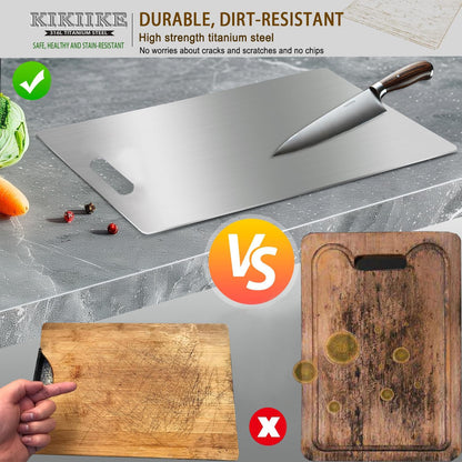 Titanium Cutting Board Double-Sided 100% Pure Titanium Cutting Boards for Kitchen - Food-Grade titanware chopping boards Non-Stick Durable and easy to clean (13.3 x 9 in)1 Piece