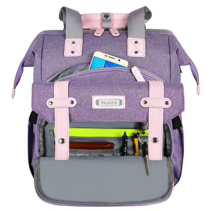 FALANKO Laptop Backpack for Women, Anti Theft Backpacks with USB Charging Port RFID Anti Theft Water Resistant,Wide Top Open Work Teacher College Travel Computer Bag for Woman Fits 15.6 Inch Laptop