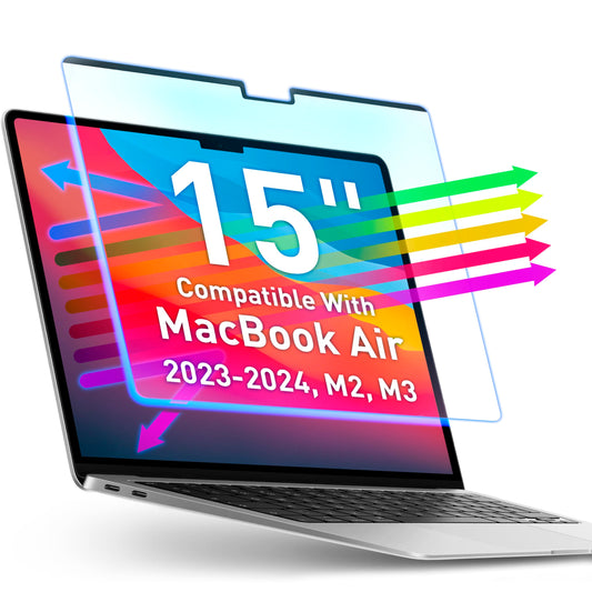 VINTEZ Magnetic Blue Light Screen Protector Compatible With MacBook Air 15" 2023, 2024, M2, M3 Anti Blue Light Blocking Filter for Laptop