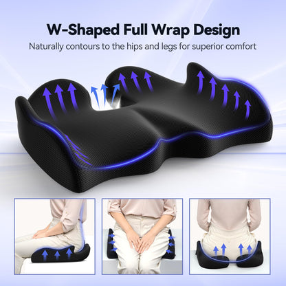 VOXON Seat Cushion, X Large Car Seat Cushion, Memory Foam Cushions for Office Chair, Chair Cushions for Tailbone Pain Relief & Pressure Relief Sciatica for Long Sitting