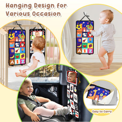 URMYWO Tummy Time Toy - Black and White High Contrast Baby Toys for Newborn - Baby Visual Stimulation Mirror - Montessori Sensory Crinkle Toy for Infant 0-3-6-12 Months - Shower Gift for Boy Girl