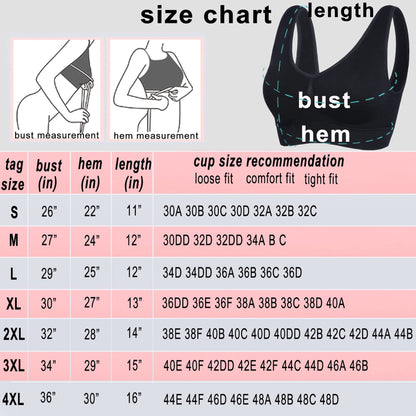 PRETTYWELL Sleep Bra for Women, Comfort Seamless Wireless Stretchy Sports Bra, 3 Pack Yoga Bra, with Removable Pads