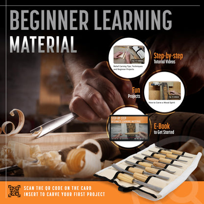 Schaaf Wood Carving Tools Set of 12 Chisels with Canvas Case | Wood Carving Chisels with Razor Sharp CR-V 60 Steel Blades