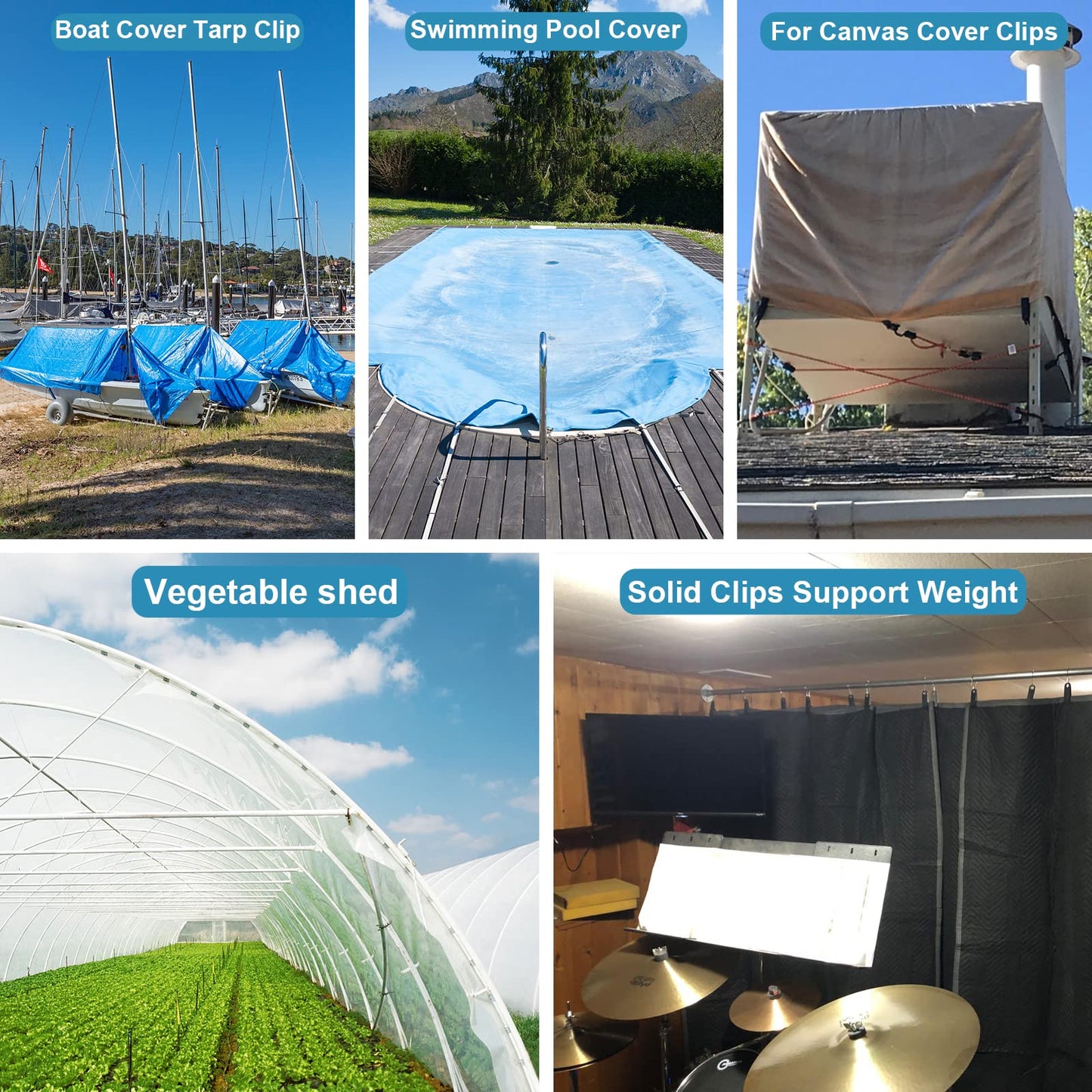 Tarp Clips Heavy Duty Lock Grip Clamps Thumb Screw Tent Clip Secures Tarps Awning Clamp Set for Camping Tarps Awnings Caravan Canopies Car Covers Swimming Pool Covers Boat Cover etc. (12)