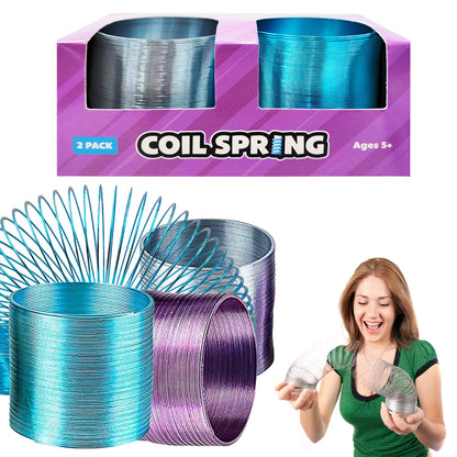 The Dreidel Company Metal Coil Spring, Goody Bag Fillers, Party Favor for Kids, Variety of 2.4" (60mm) Individually Boxed (2-Pack)