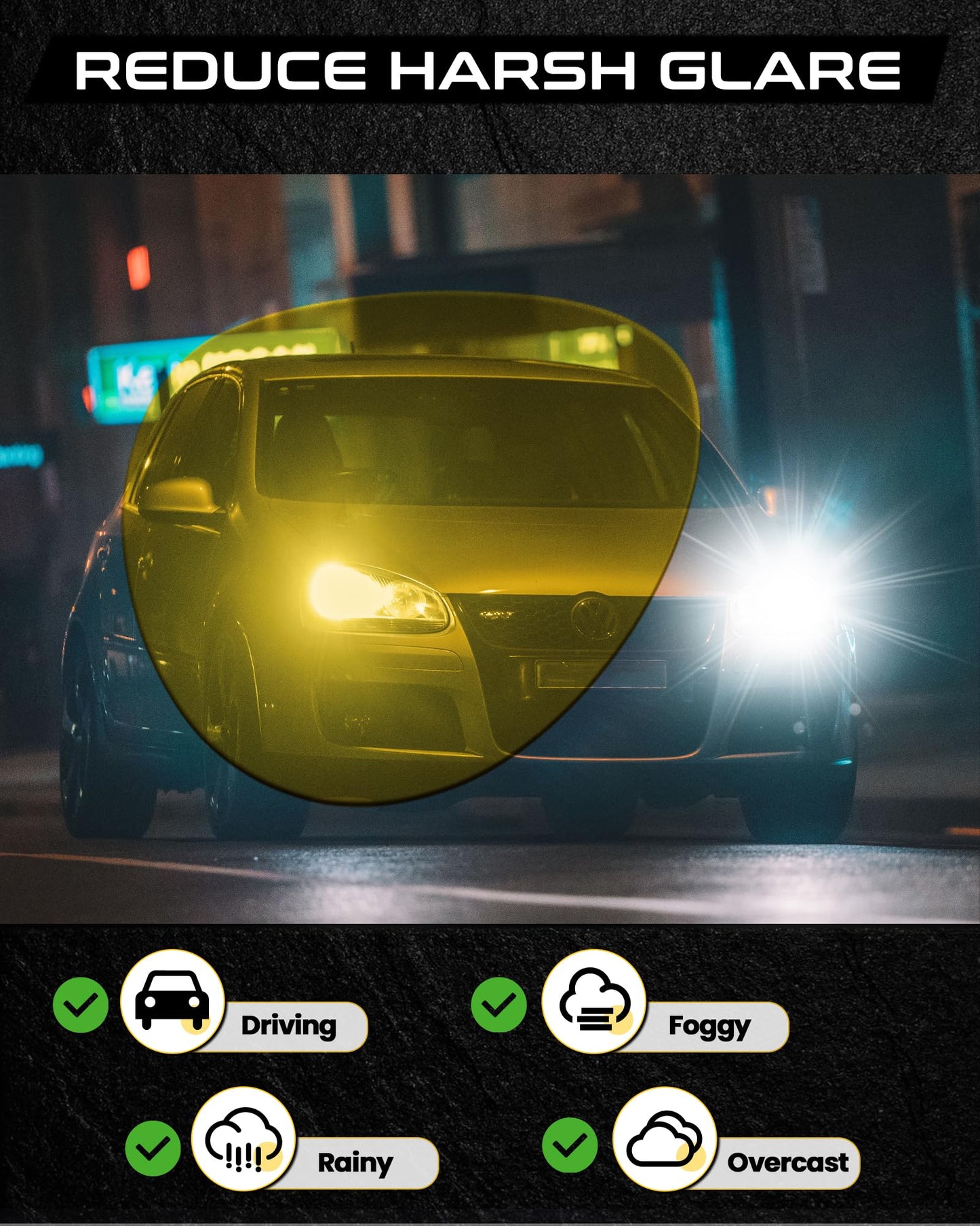 SODQW Aviator Night-Driving Glasses, Night-vision Goggles Anti Glare Polarized Yellow Lens, Fashion Safety Glasses (Gold Frame/Yellow Night-Driving Glasses)